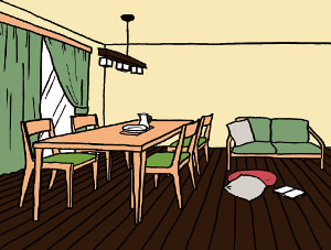 ソファとカーテン同色